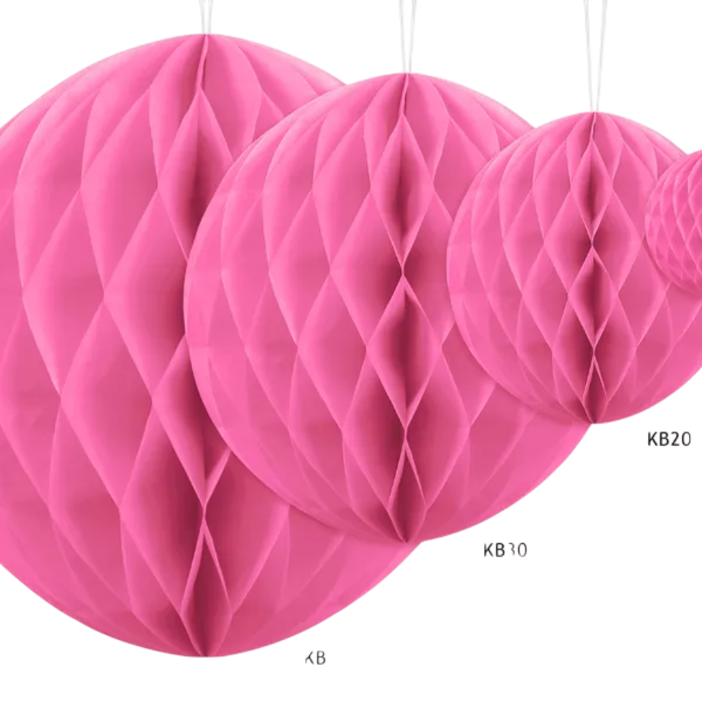 Lyserød honeycomb-kugle - 20 cm