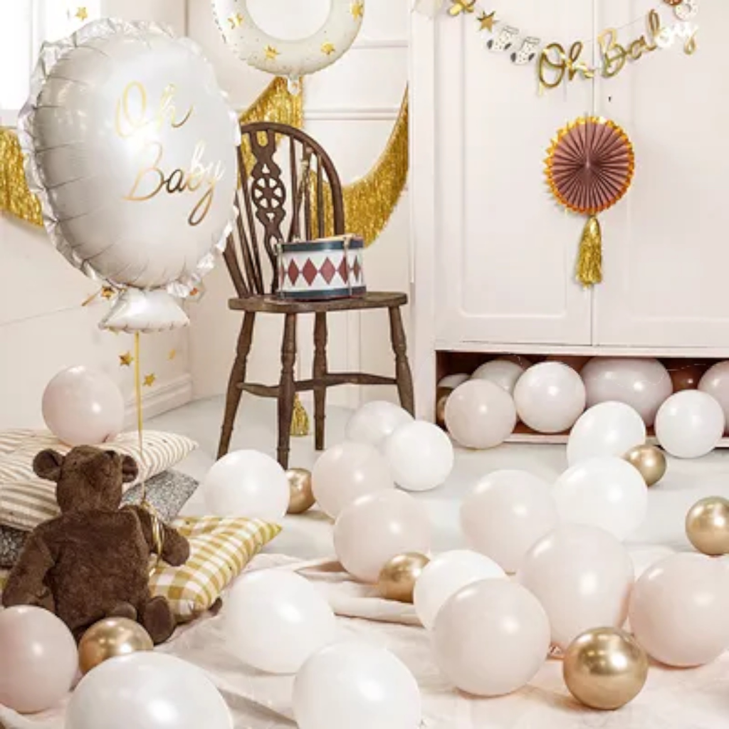 Aluminiumsballon Rattle Bear, 61 x 88 cm, creme og brun
