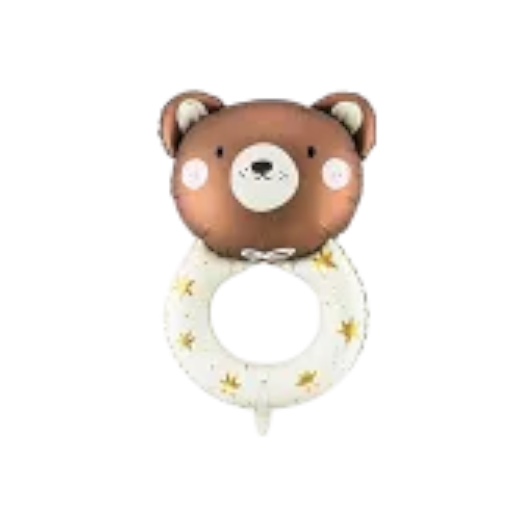 Aluminiumsballon Rattle Bear, 61 x 88 cm, creme og brun