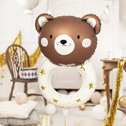 Aluminiumsballon Rattle Bear, 61 x 88 cm, creme og brun