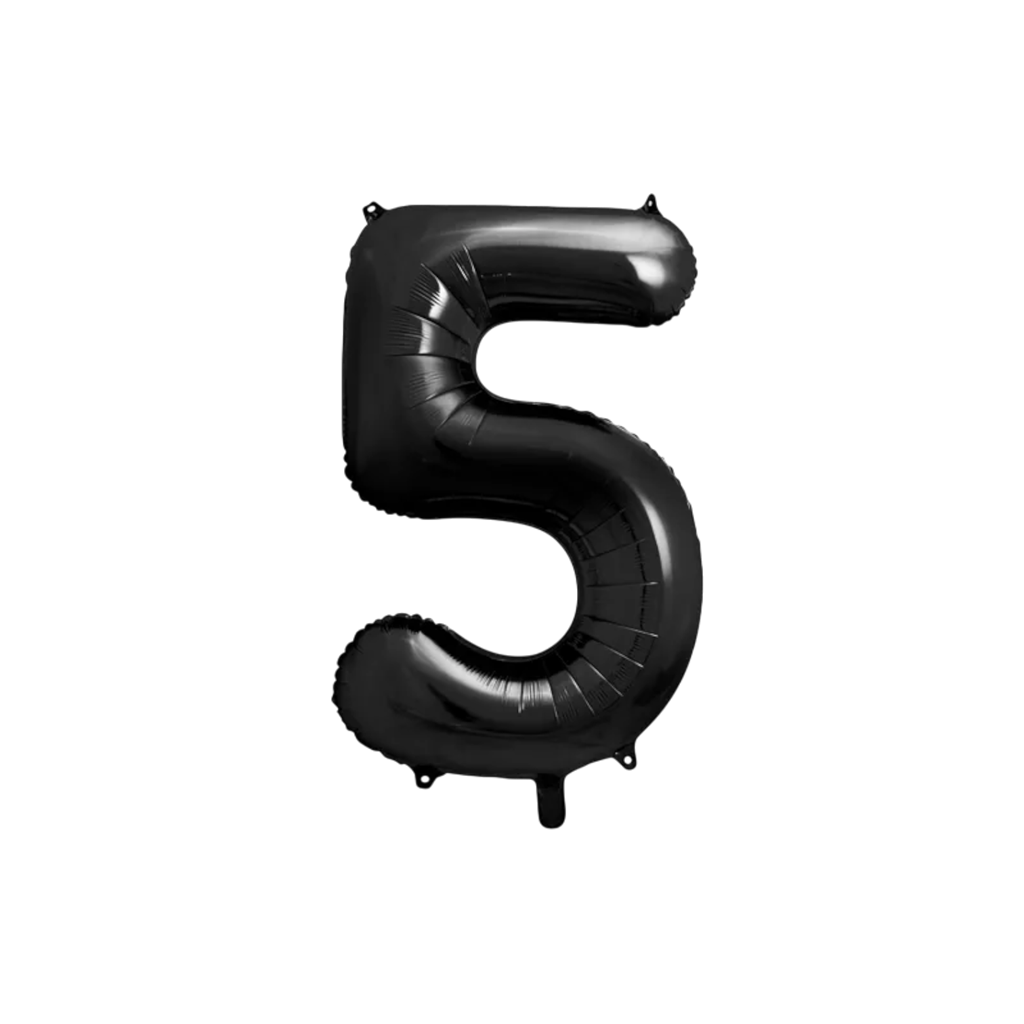 Ball Chiffre ''5'', aluminium, 86 cm, sort