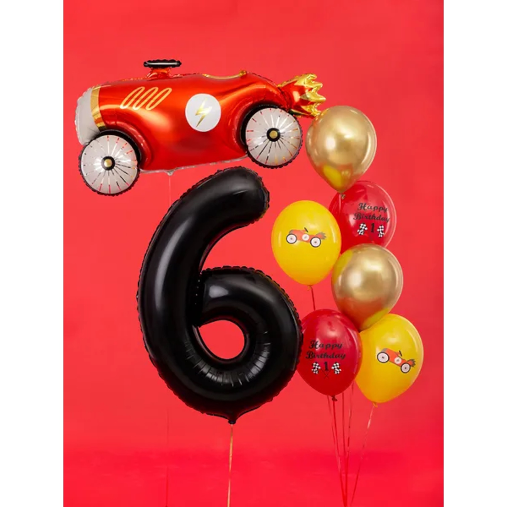 Ball Chiffre ''6'', aluminium, 86 cm, sort