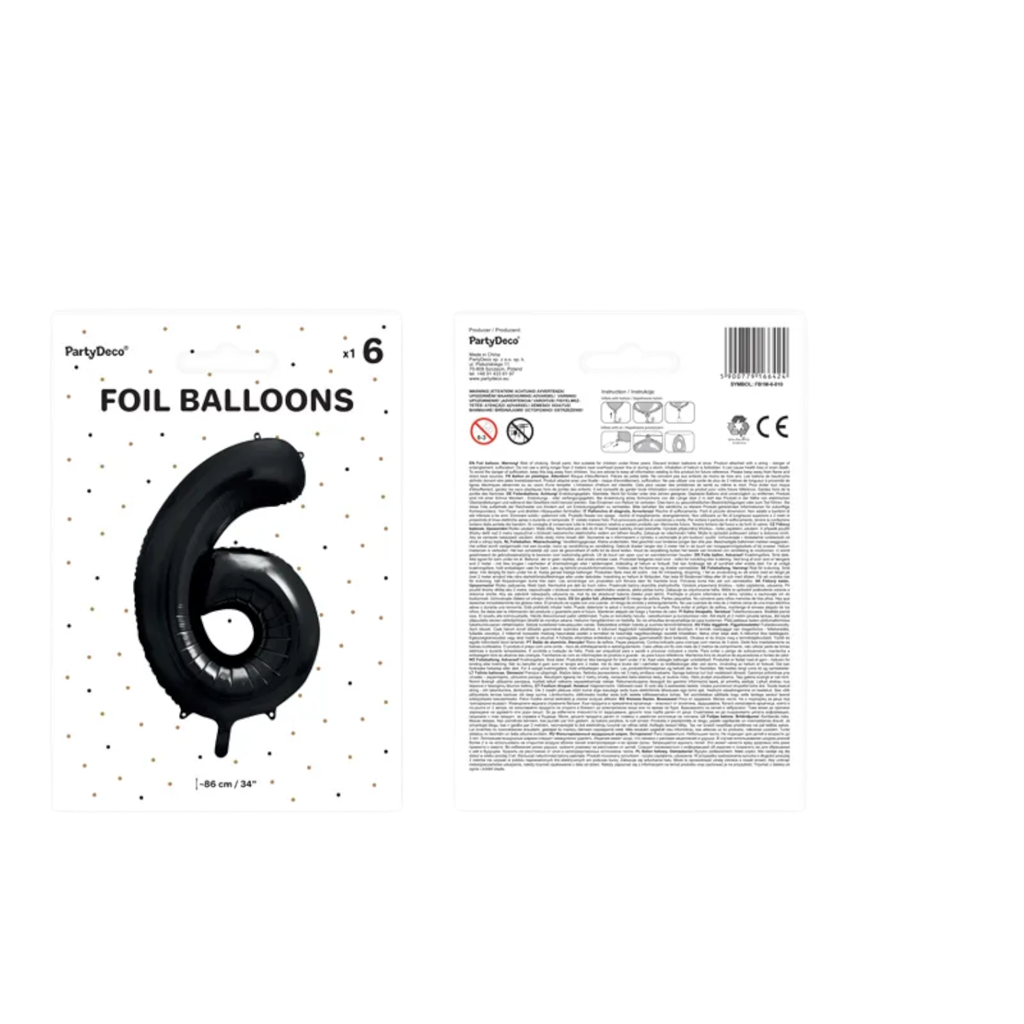 Ball Chiffre ''6'', aluminium, 86 cm, sort