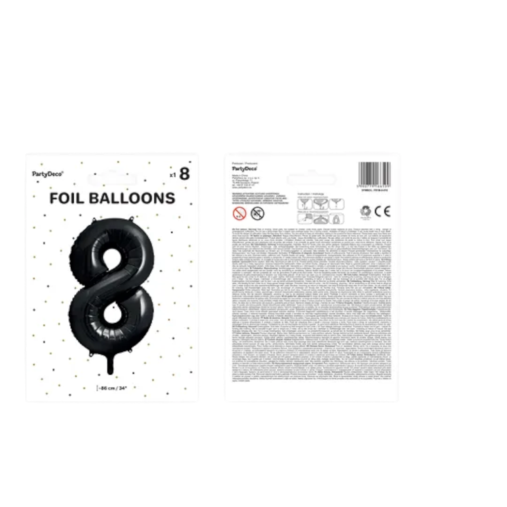 Ball Chiffre ''8'', aluminium, 86 cm, sort