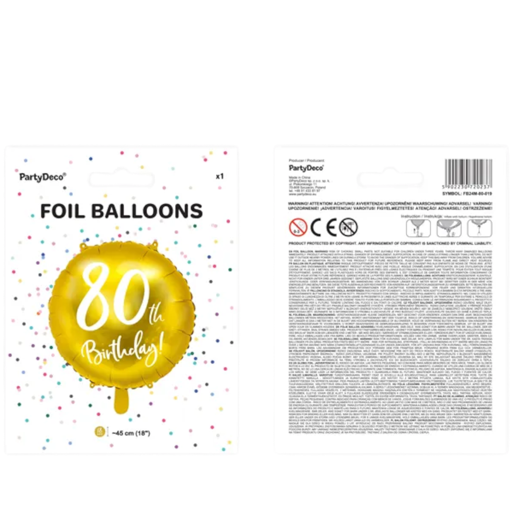 Gylden fødselsdagsballon 80 år