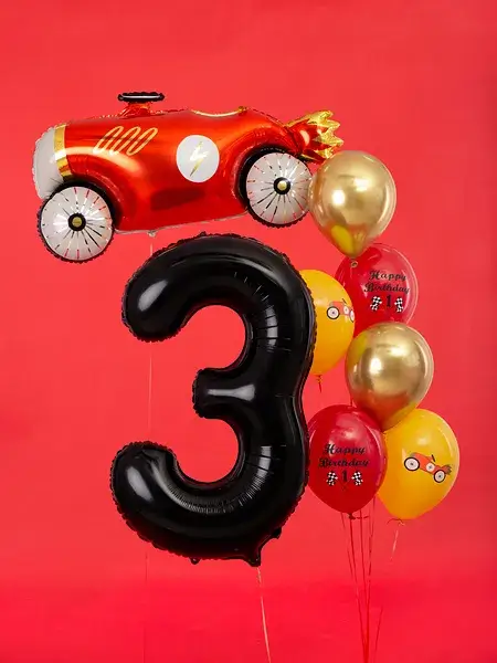 Ball Chiffre ''3'', aluminium, 86 cm, sort