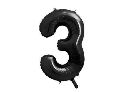 Ball Chiffre ''3'', aluminium, 86 cm, sort