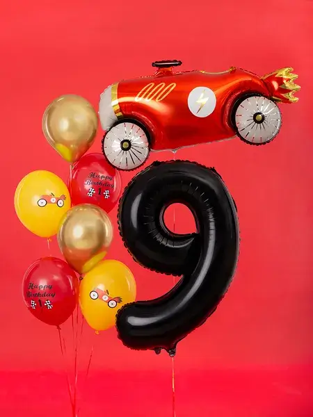 Ball Chiffre ''9'', aluminium, 86 cm, sort