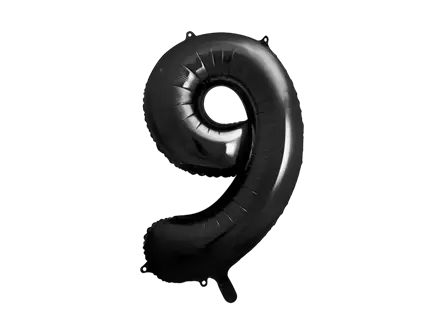 Ball Chiffre ''9'', aluminium, 86 cm, sort