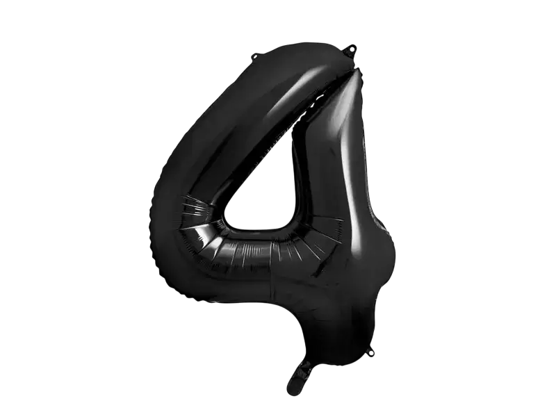 Ball Chiffre ''4'', aluminium, 86 cm, sort