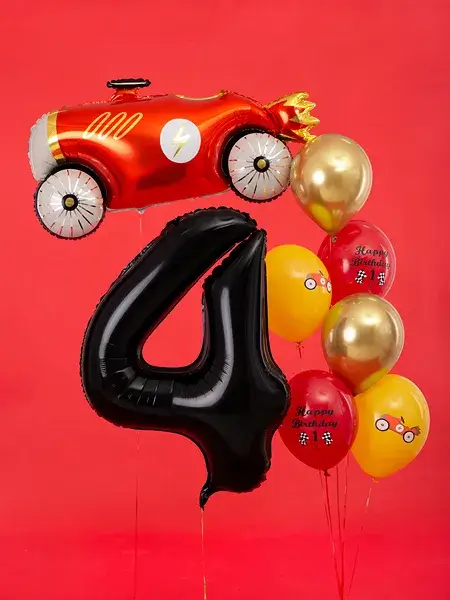 Ball Chiffre ''4'', aluminium, 86 cm, sort