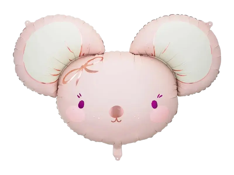 Aluminiumsballon Mouse, 96 x 64 cm, lyserød