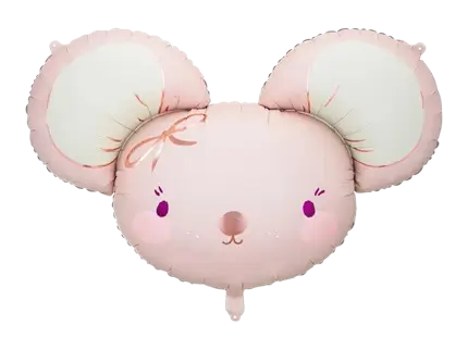Aluminiumsballon Mouse, 96 x 64 cm, lyserød