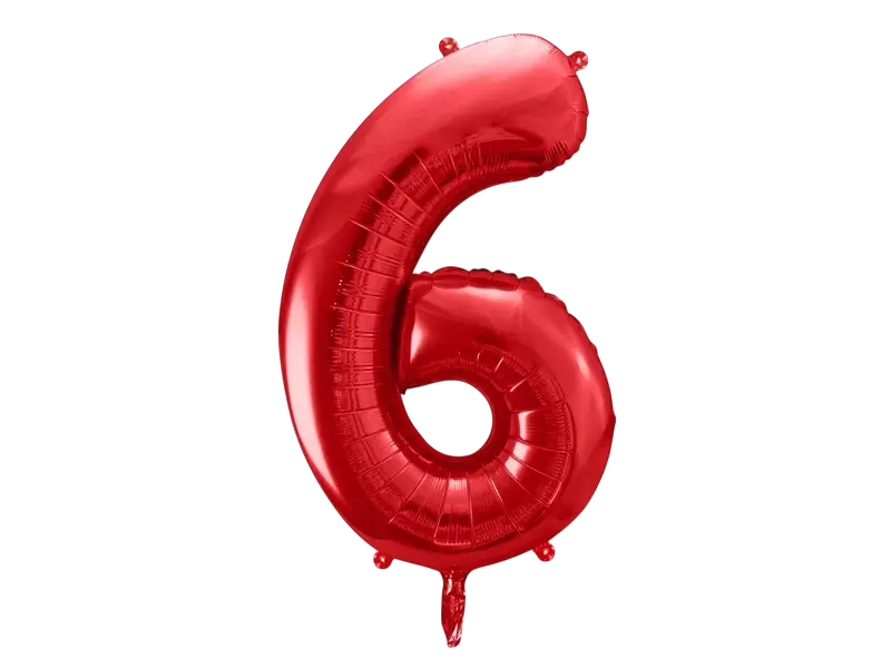 Bold Chiffre ''6'', aluminium, 86 cm, rød