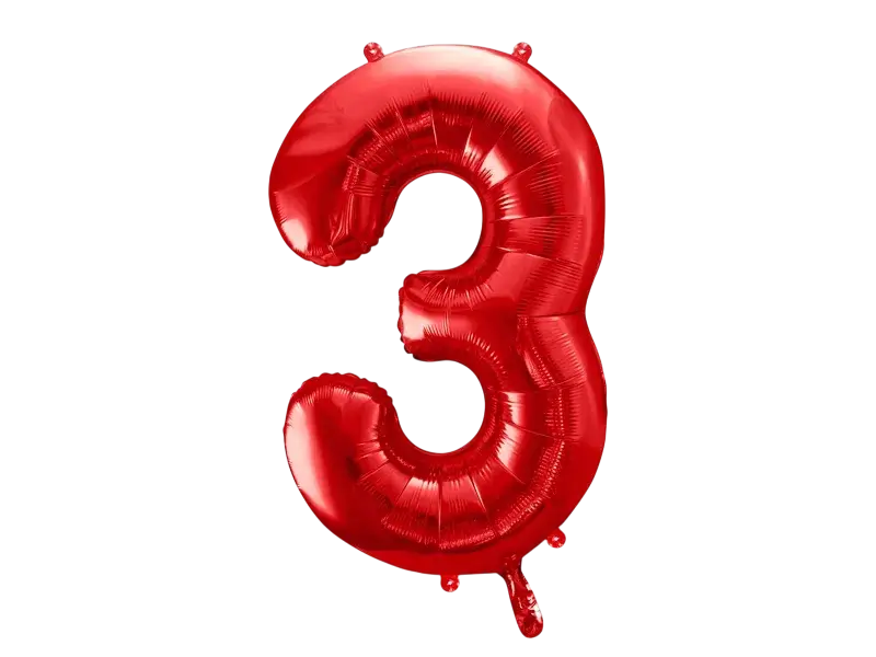 Bold Chiffre ''3'', aluminium, 86 cm, rød