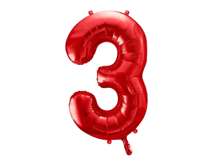 Bold Chiffre ''3'', aluminium, 86 cm, rød