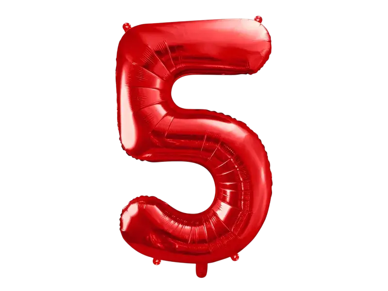 Bold Chiffre ''5'', aluminium, 86 cm, rød