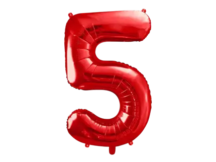 Bold Chiffre ''5'', aluminium, 86 cm, rød