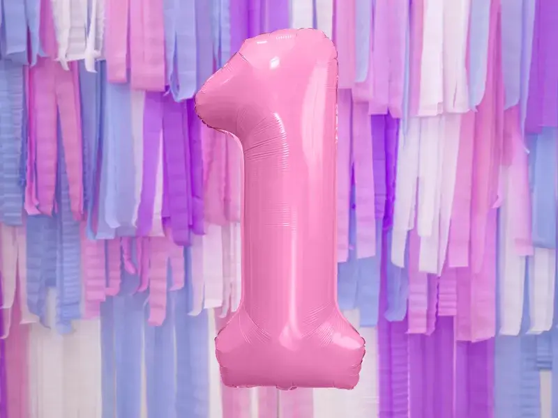 Bold Chiffre ''1'', aluminium, 86 cm, lyserød