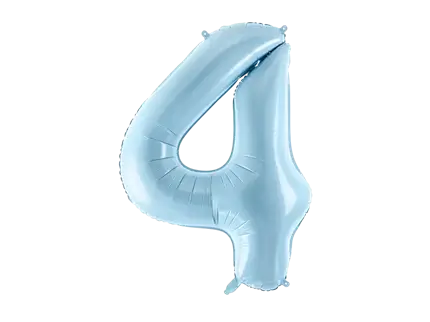 Ball Chiffre ''4'', aluminium, 86 cm, lyseblå