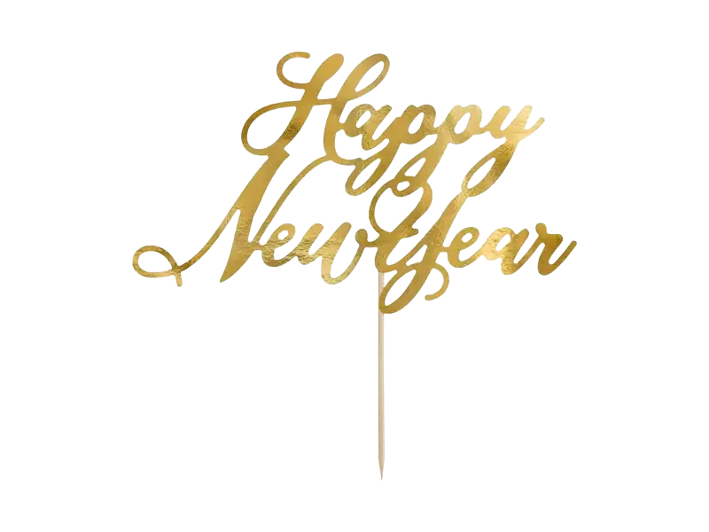 Golden Happy New Year cake topper