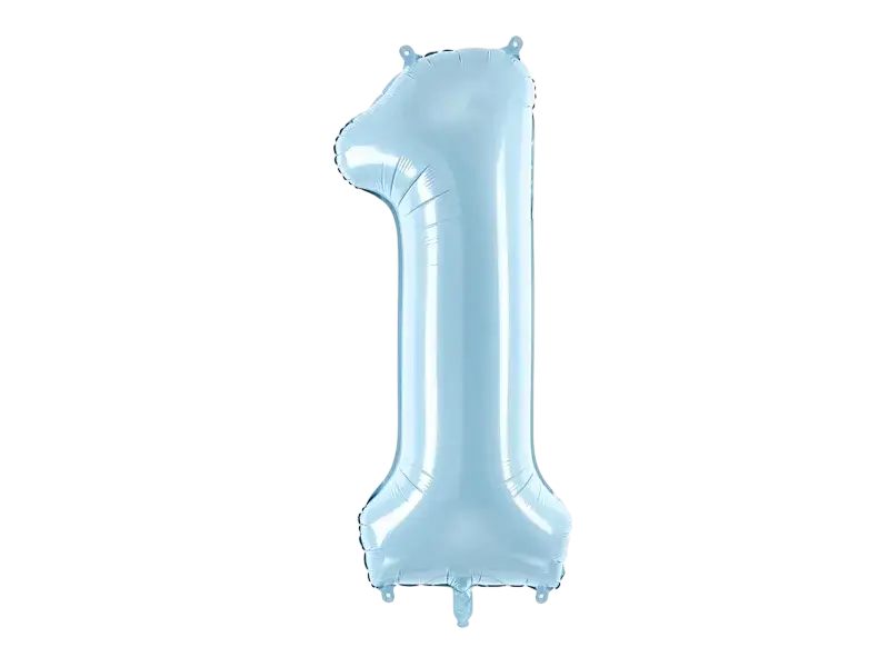 Bold Chiffre ''1'', aluminium, 86 cm, lyseblå