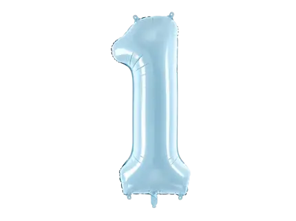 Bold Chiffre ''1'', aluminium, 86 cm, lyseblå