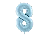 Bold Chiffre ''8'', aluminium, 86 cm, lyseblå