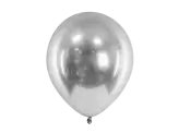 10 skinnende sølvfarvede balloner
