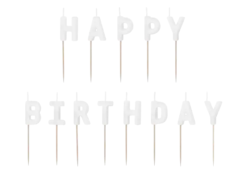 Happy birthday-lys, 2,5 cm, hvid