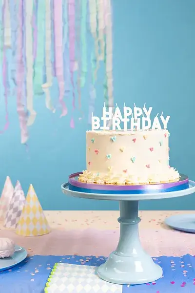 Happy birthday-lys, 2,5 cm, hvid