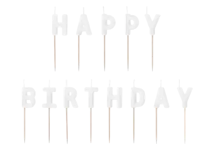 Happy birthday-lys, 2,5 cm, hvid