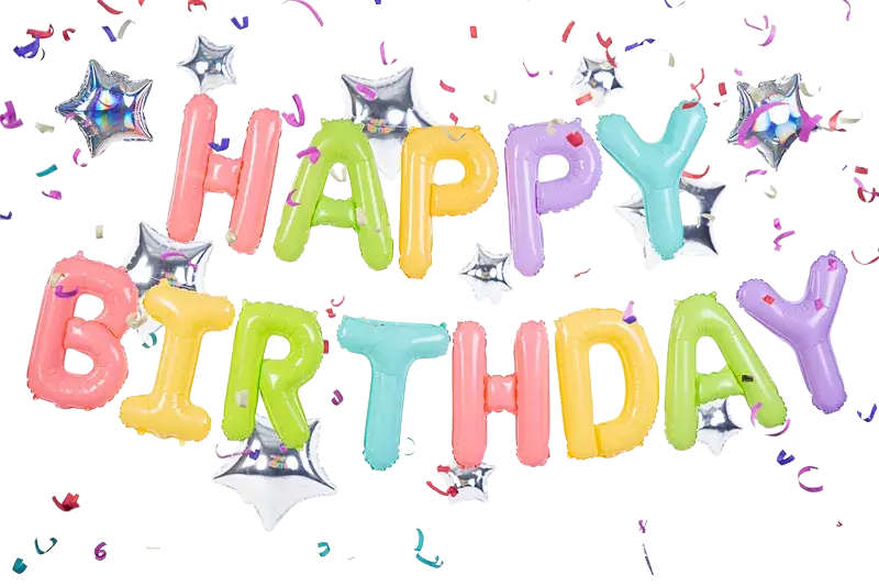 Pastelfarvet Happy Birthday-ballon med stjerner - 395 x 35 cm