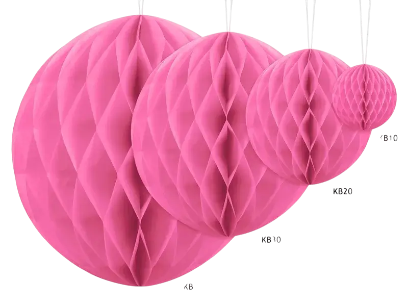Lyserød honeycomb-kugle - 30 cm