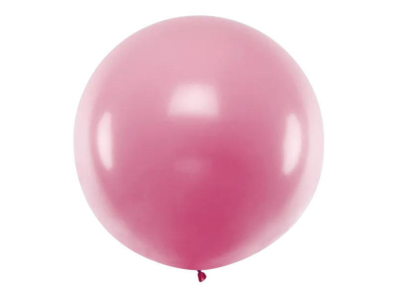 Kæmpe rund lyserød metallic-ballon - 1 meter