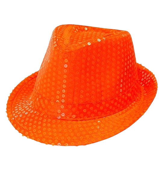 Neonorange hat med pailletter