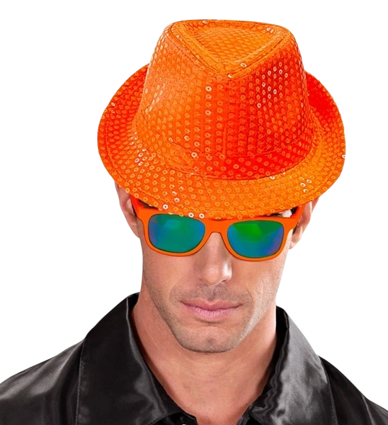 Neonorange hat med pailletter