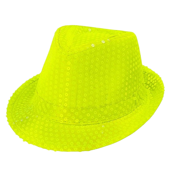 Neongul hat med pailletter