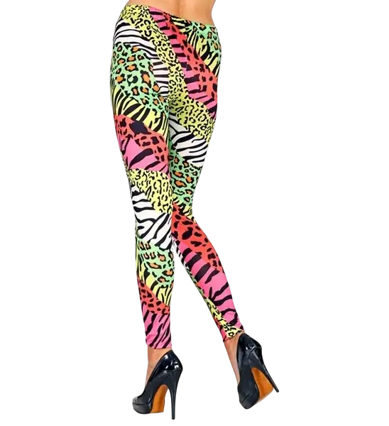 80'er-leggings med dyreprint - S/M