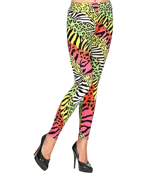 80'er-leggings med dyreprint - L/XL