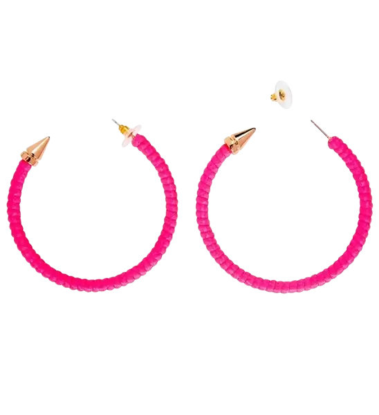 Fluorescerende pink hoop-øreringe