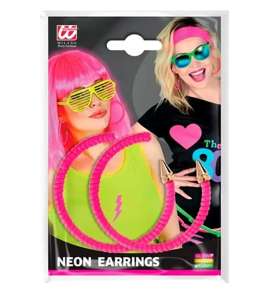 Fluorescerende pink hoop-øreringe