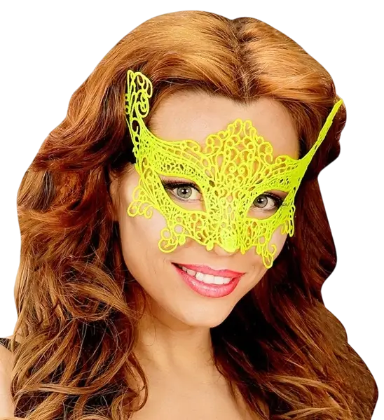 Neongul ulvemaske i blonder