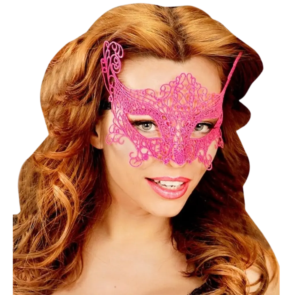 Neonpink ulvemaske med blonder