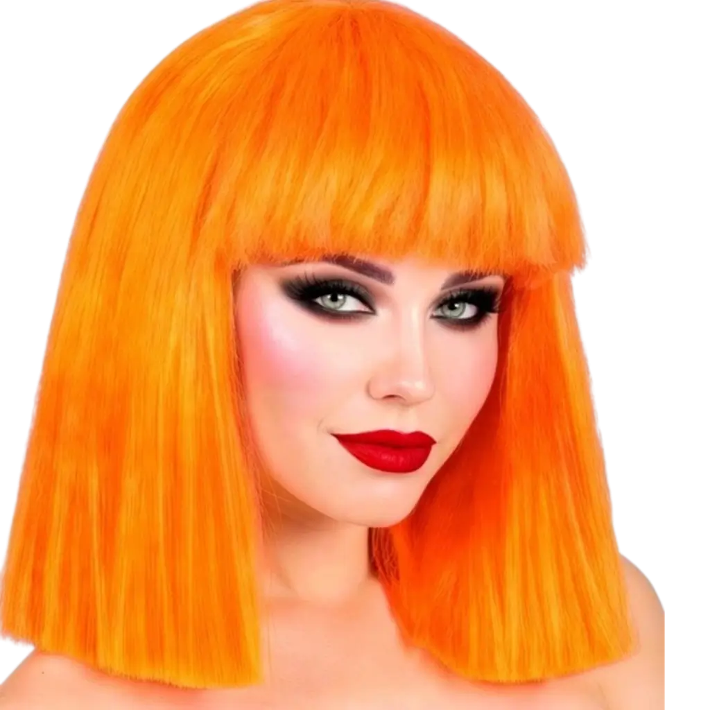 Fluorescerende orange showgirl-paryk