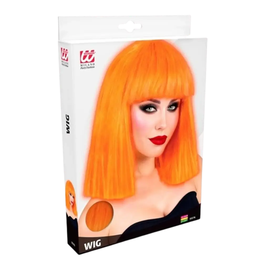 Fluorescerende orange showgirl-paryk