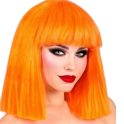 Fluorescerende orange showgirl-paryk