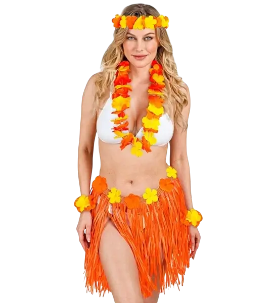 Orange hawaiiansk udklædningssæt