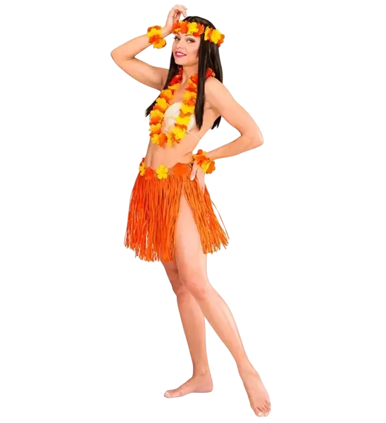 Orange hawaiiansk udklædningssæt