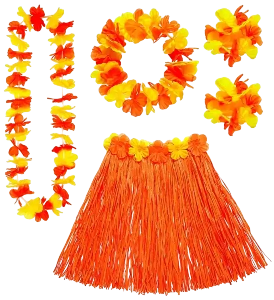 Orange hawaiiansk udklædningssæt